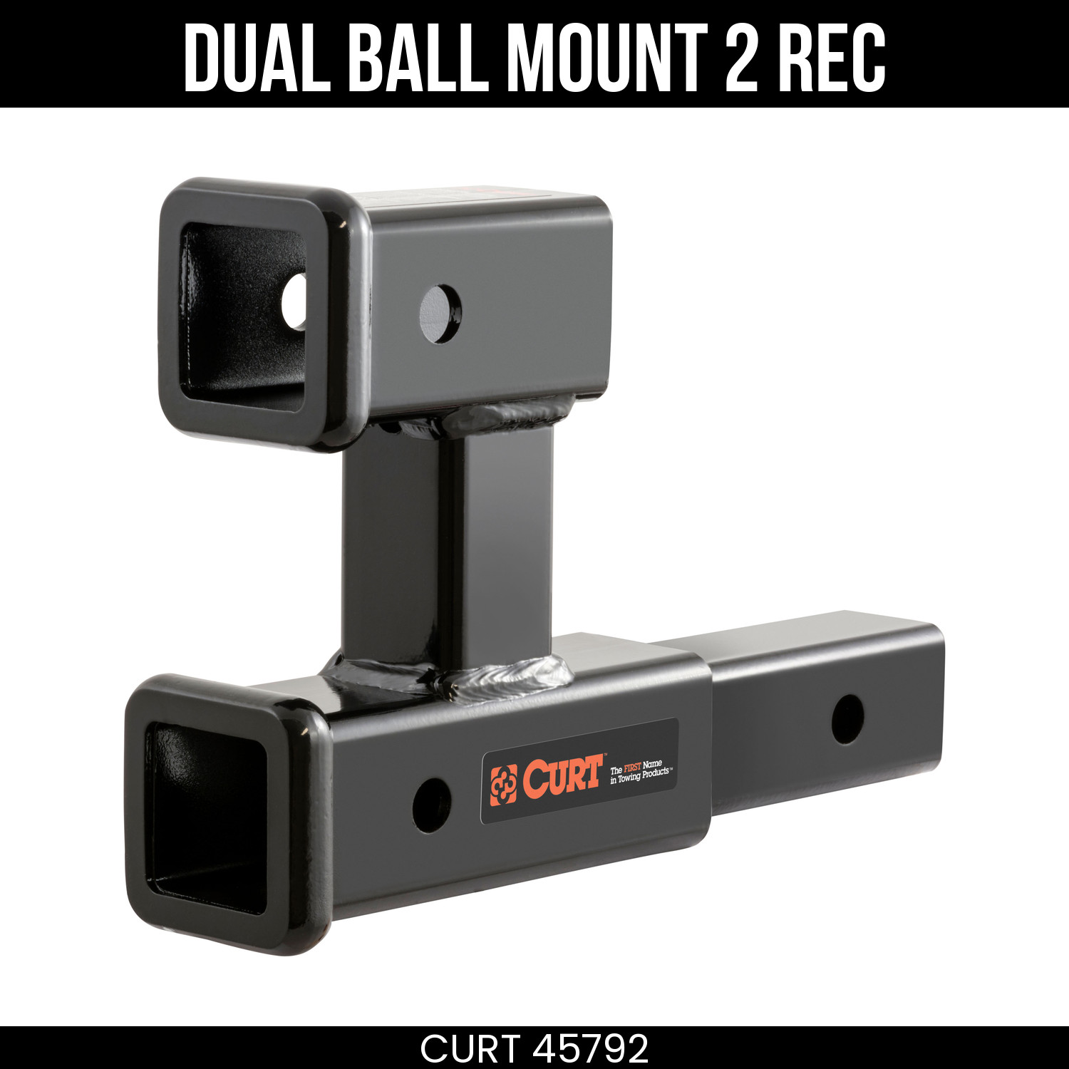 CURT Dual Receiver Trailer Hitch Ball Mount 2 Inch 3500 Pounds 45792