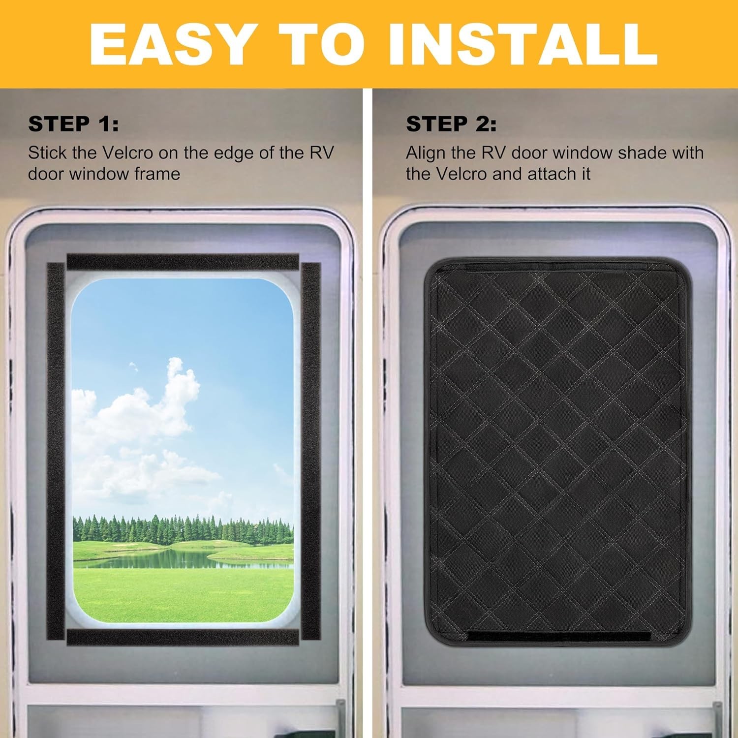 Rv Door Window Shade,Foldable Camper Sun Shade 16″ x 25″ Black, Black