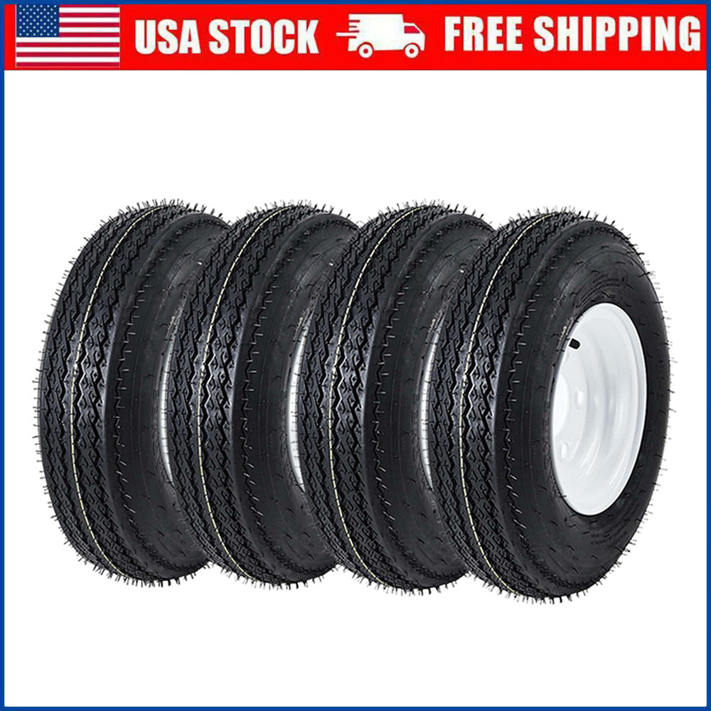 Set of 4 4.80-12 4.80×12 480-12 Trailer Tires 6PR Rim 5 Lug on 4.5″ Load Range C