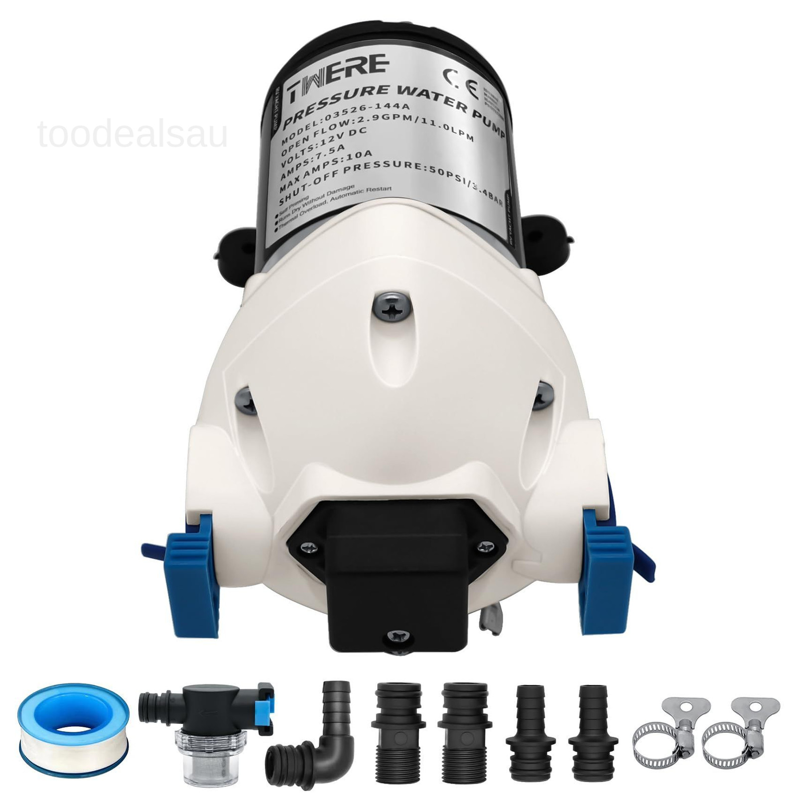 [Upgraded Version] R3526144D RV Water Pump,3 GPM 12V DC 50 PSI Triplex White