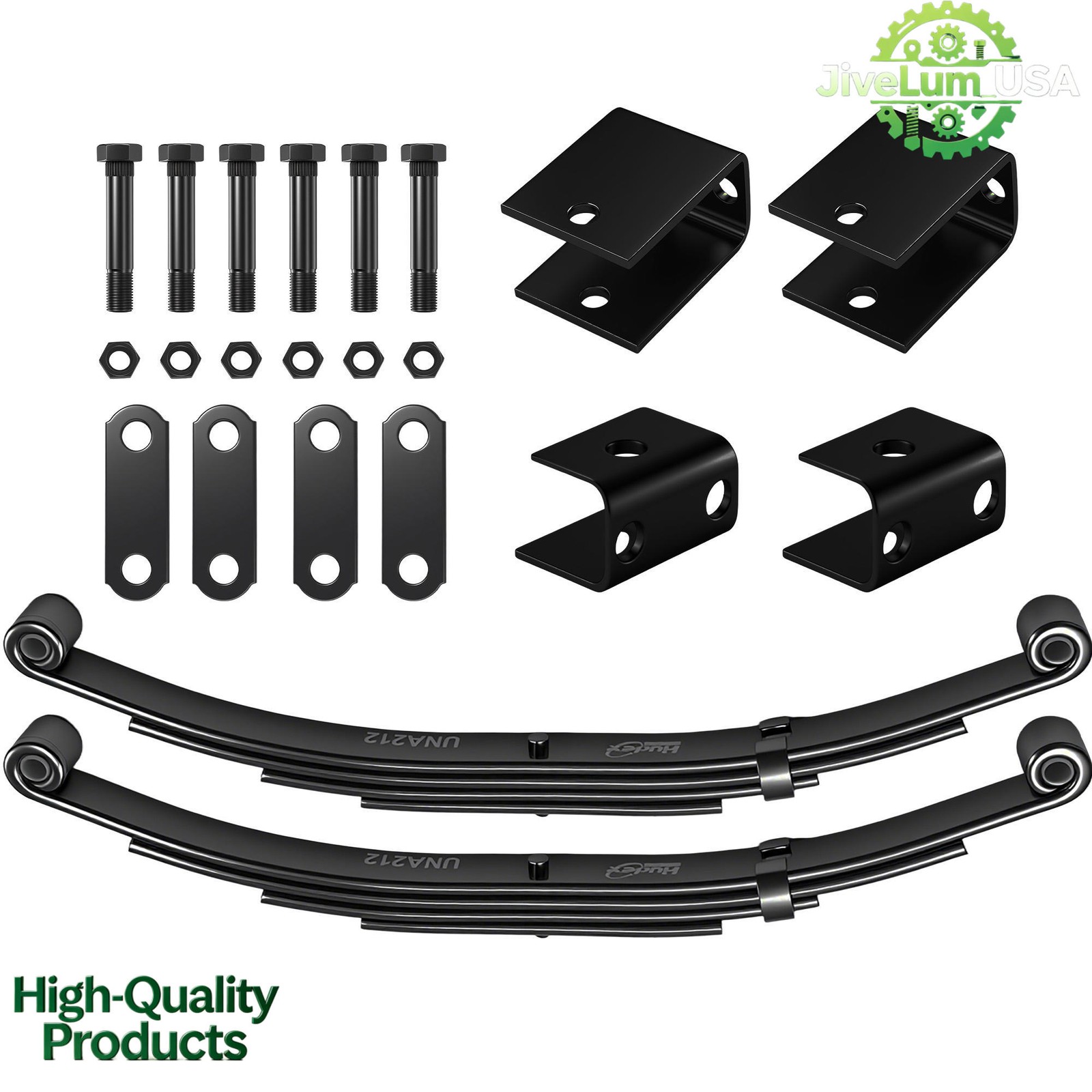 For 3500lbs Single Trailer Axle 4 Leaf Double Eye Leaf Springs + Hanger Kit