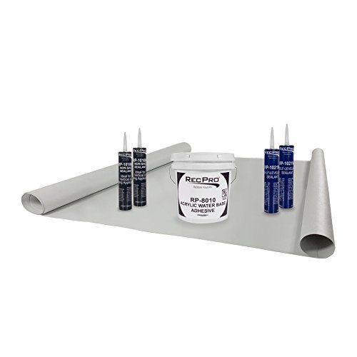 RecPro PVC RV Slide Out Rubber Roof Kit 4.5′ Wide 14Ft W/Shipping Tube