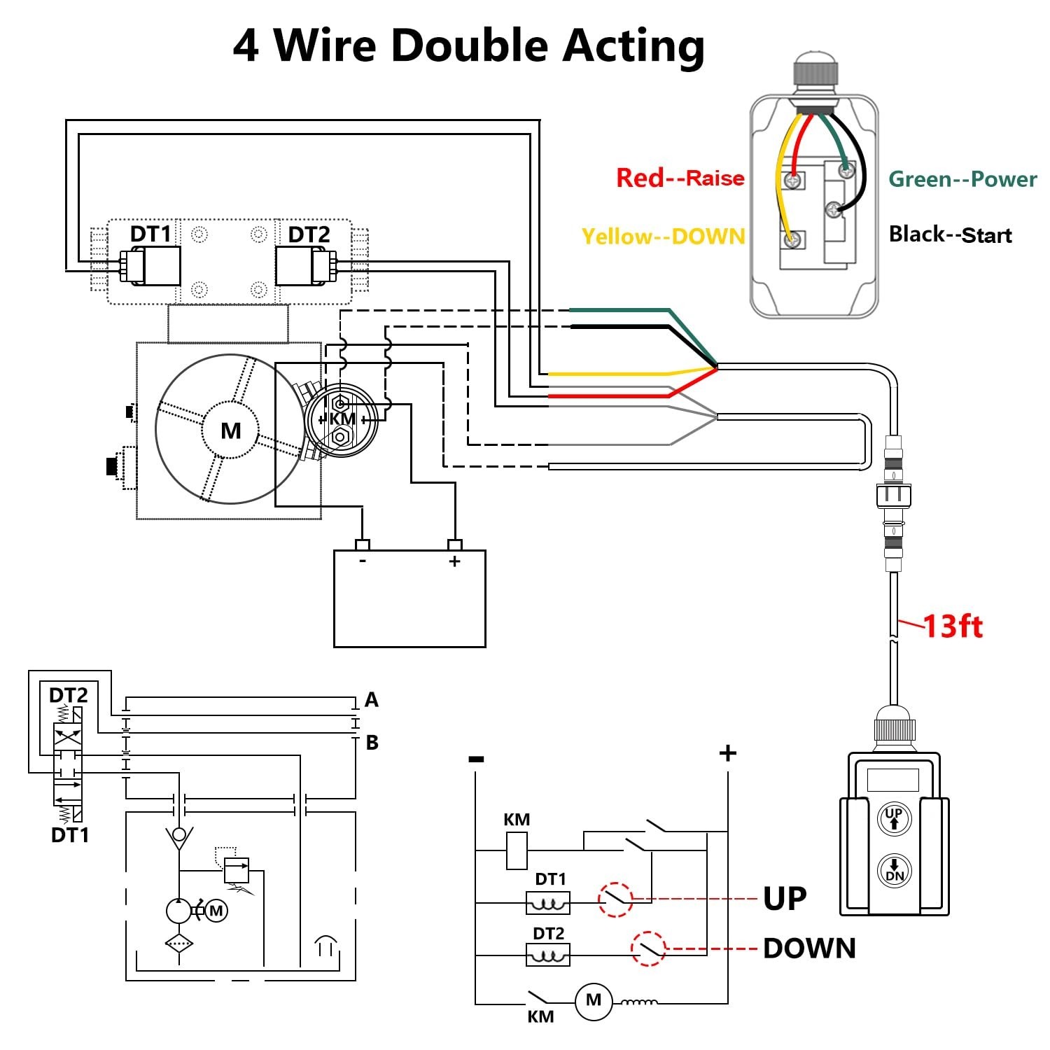 Dump Trailer Remote Control 4 Wire 12V Switch for Hydraulic Pump Power Unit