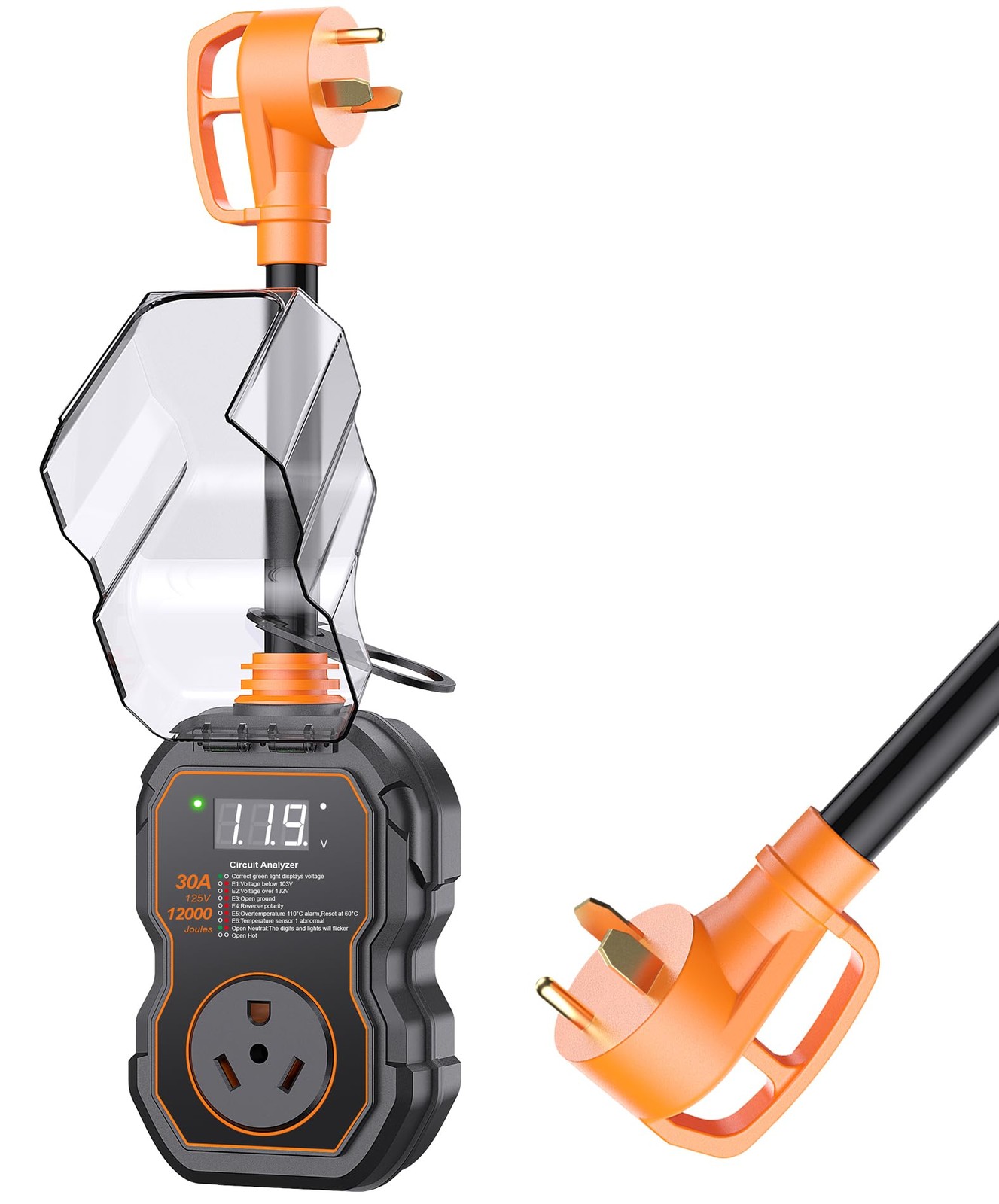 GEARGO 3rd-Gen 30 Amp RV Surge Protector with LED 30AMP-LED, 30A-Orange