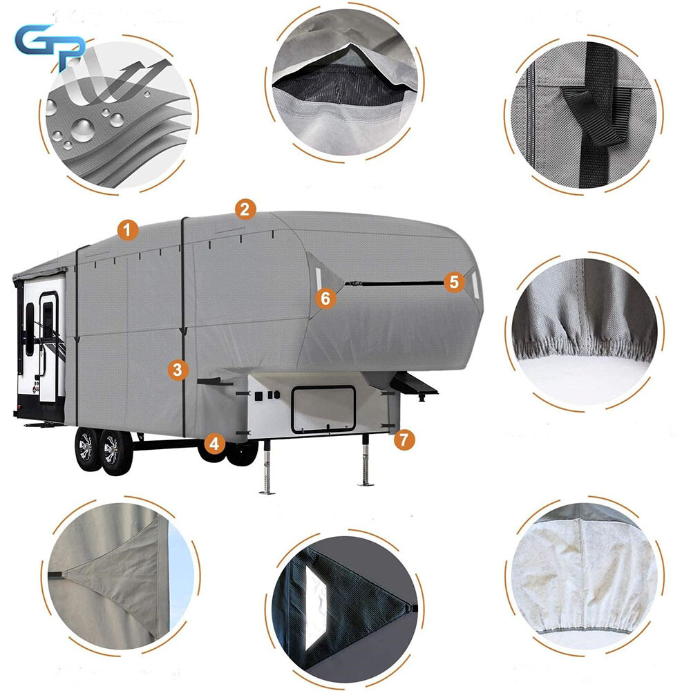 Waterproof 5TH Wheel RV Motorhome Camper Storage Cover 26′-41′ FT with Zipper