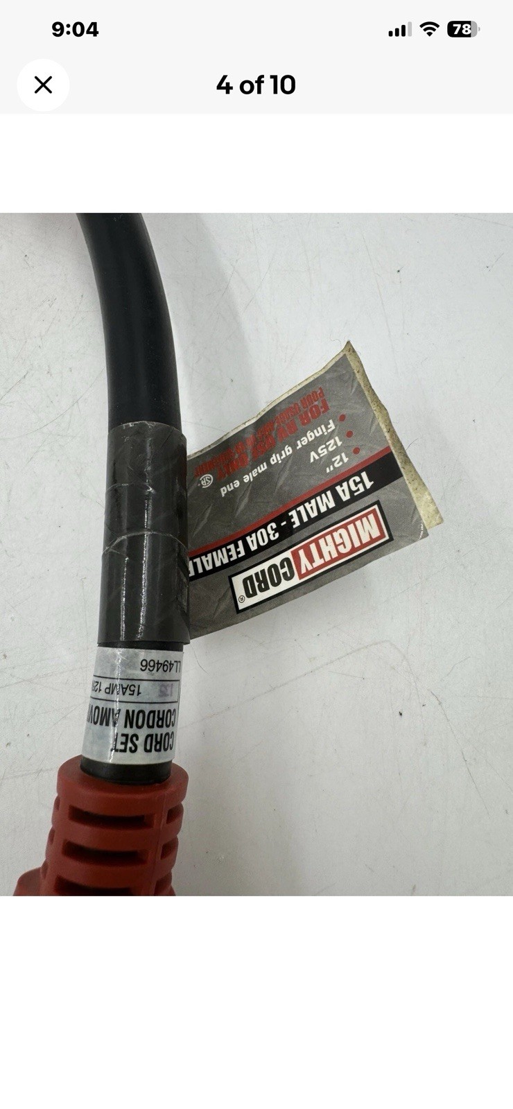 Mighty Cord 15A Male to 30A Female 12″ Adapter 125V Finger Grip Male End