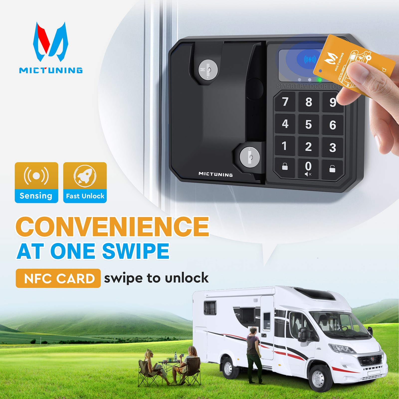 RV Keyless Entry Door Lock Waterproof Camper Trailer Lock With Keypad Fob Remote