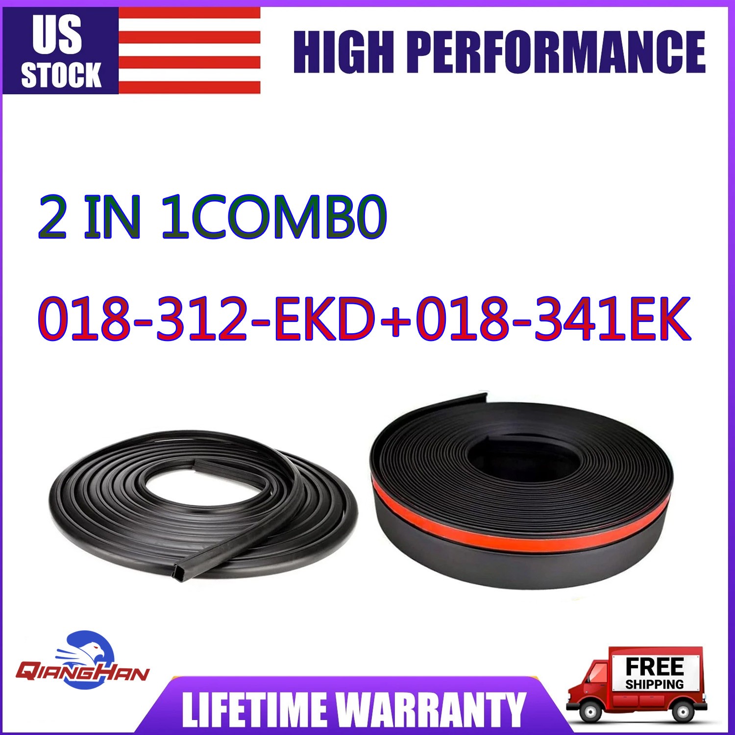 RV Slide Out Seal Base And D-Seal Wiper 018-312-EKD & 018-341 EK Black Rubbers