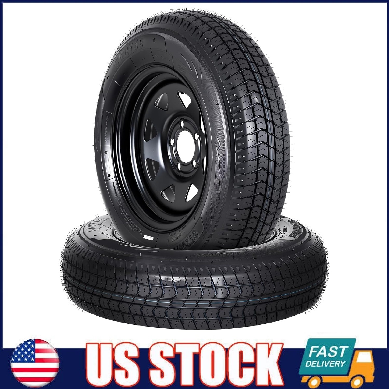 2PCS Trailer Tire and 15″ Rims ST205/75D15 Tires and Wheels 205 75 15 5 Lug ,6PR