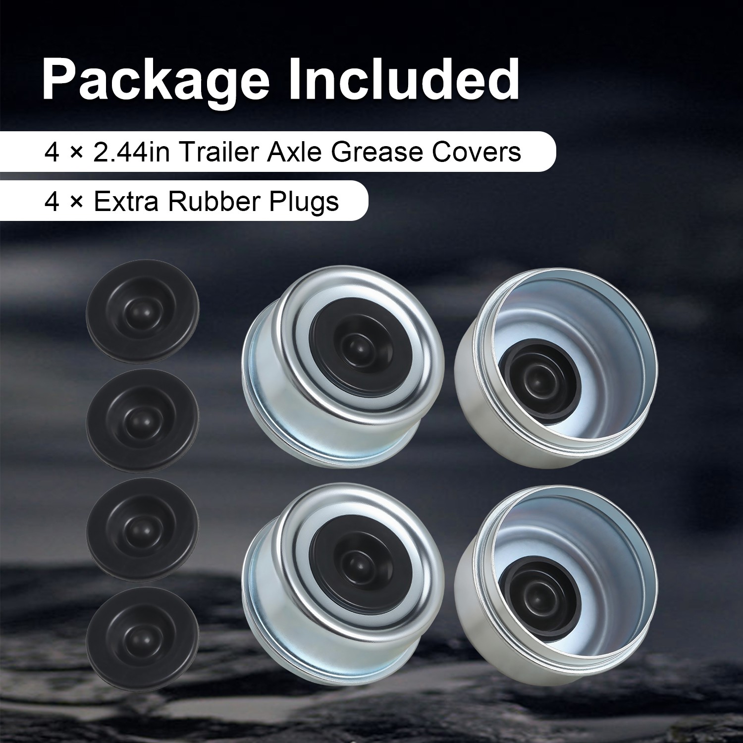 Dust Cap Trailer Axle Hub W/Rubber Plug 4X 2.44″ for Dexter EZ Lube 5200-6000 lb