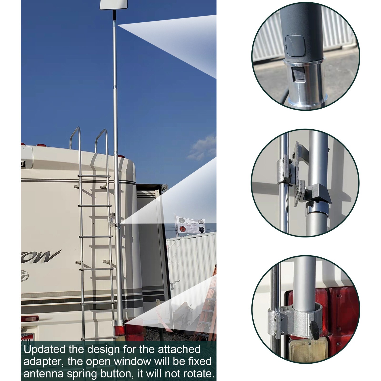 EEZ RV Products Telescopic Starlink RV Ladder Pole 10ft with RV Ladder Mounting