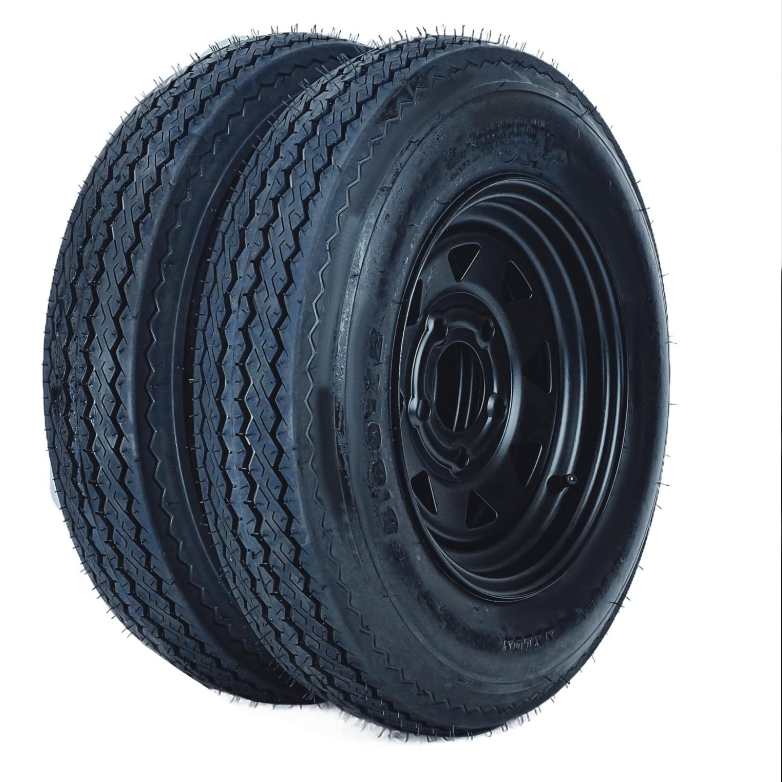 2pcs Trailer Tires On Rims 5.30-12 5.30×12 530 X 12 LRC 5 Lug Black Spoke Wheel