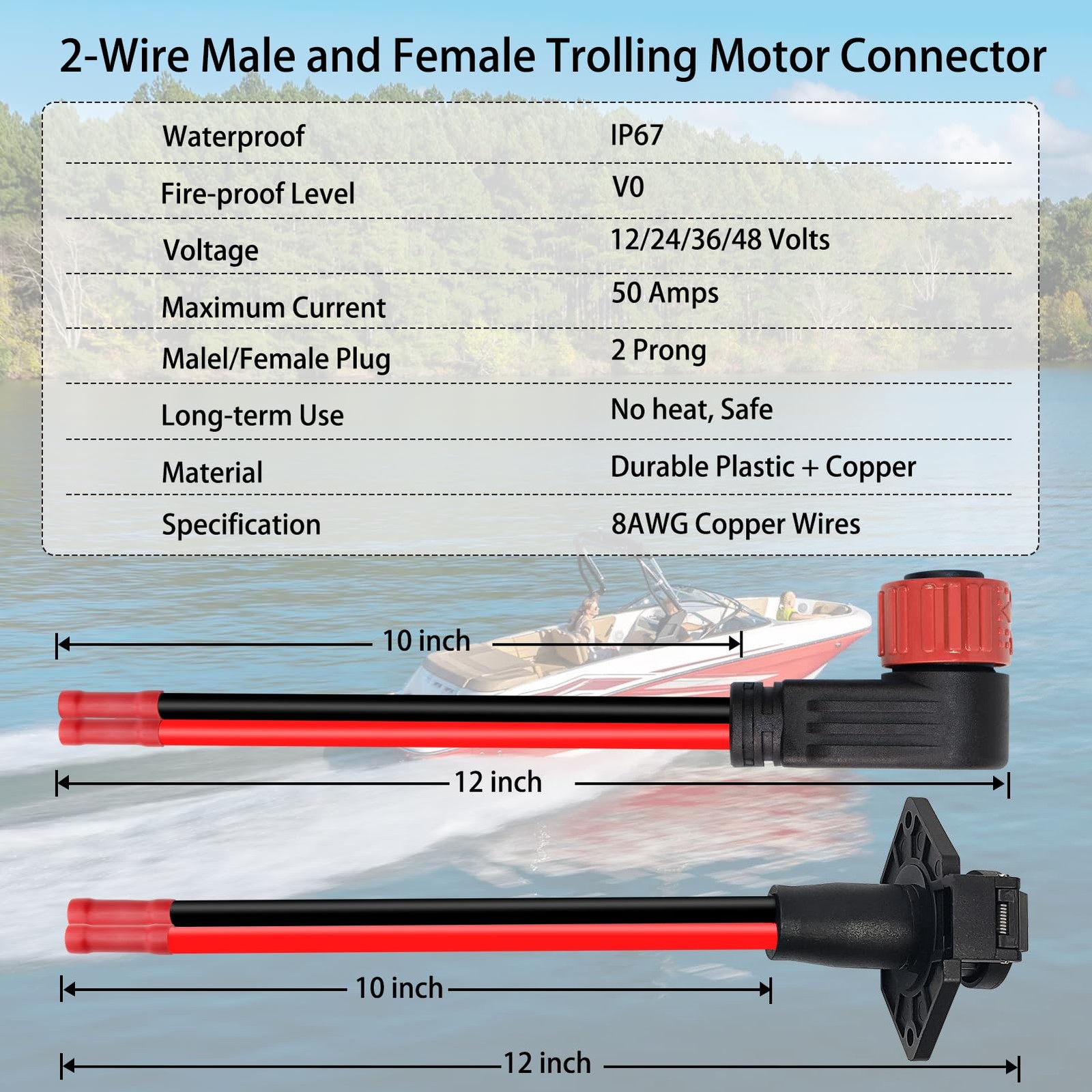 Trolling Motor Plug,12V/24V/26V/48V Trolling Motor Plug and Receptacle for Mi…