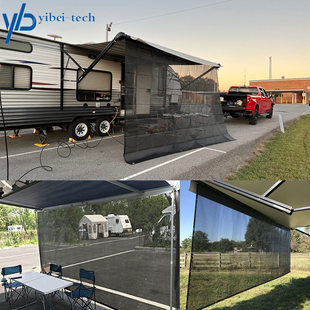 11”-21” RV Awning Sun Shade Black Mesh Screen Sunshade Kit For Camping Trailer