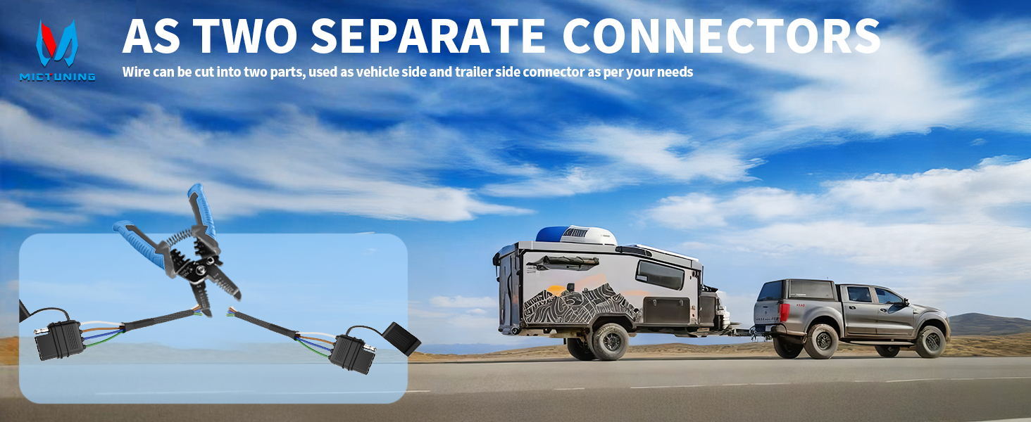 BID MICTUNING 4 Way Flat Trailer Extension Cable 16 AWG Pure Copper w/Dust Cover