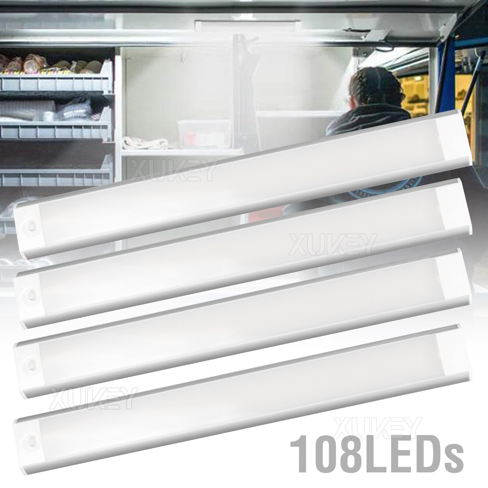 4PC 108 LED Cargo Camper RV Interior Light Trailer Ceiling Lamp Car Boat Van 12v