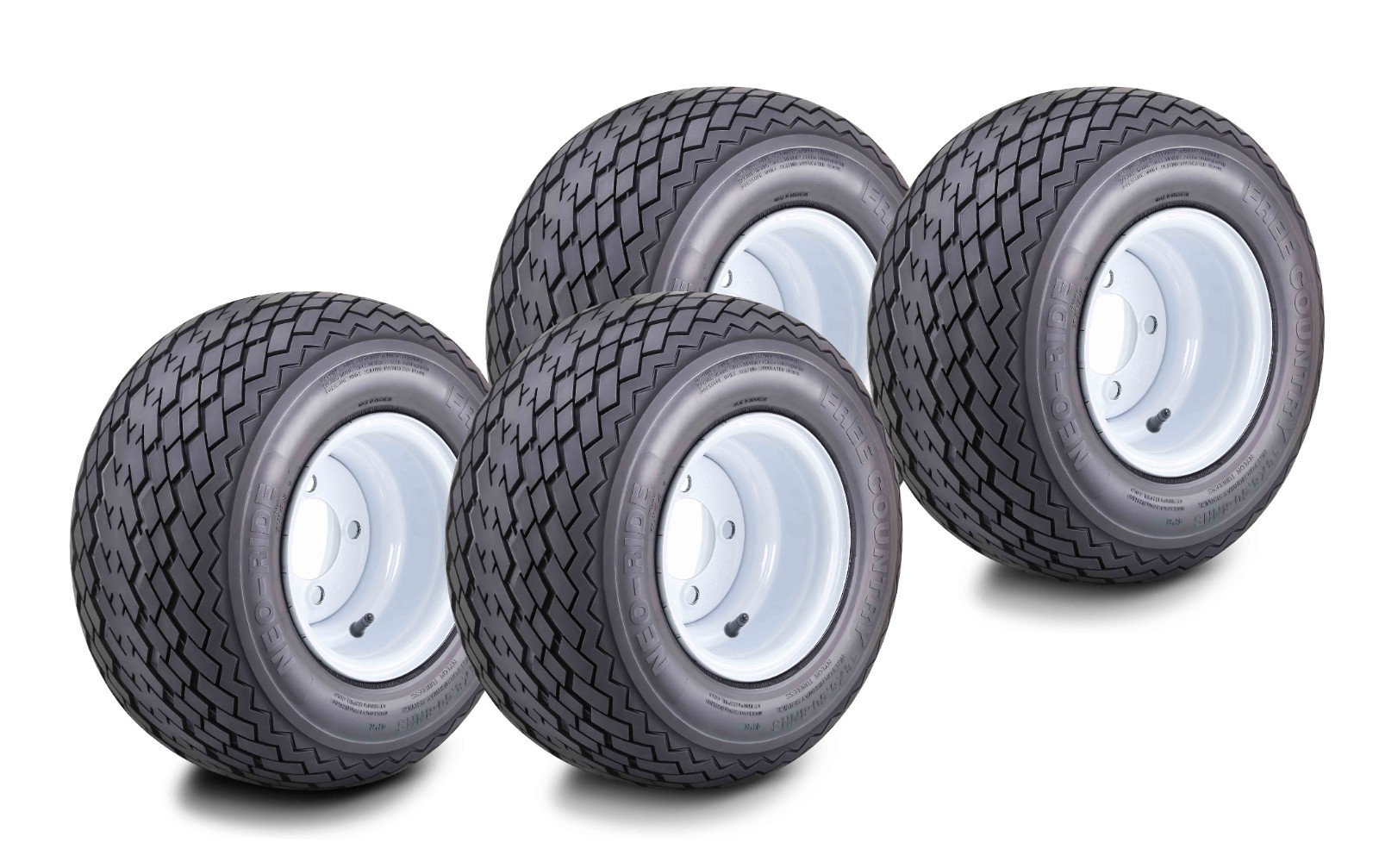 4 WANDA Golf Cart Tire & wheel 18X8.5-8 4-Ply w/4 Lugs on 4″ White Rim 14120