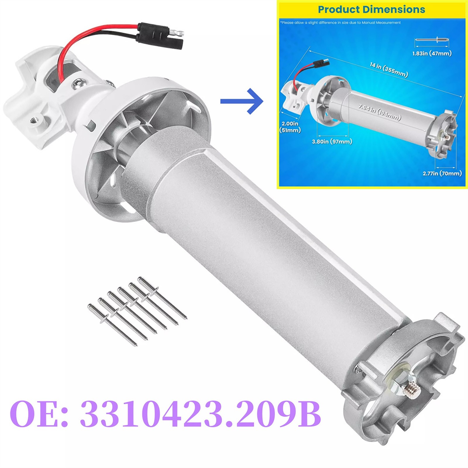 1 PC Power Awning Motor RV Torsion Assembly For Dometic A & E 9100 Series