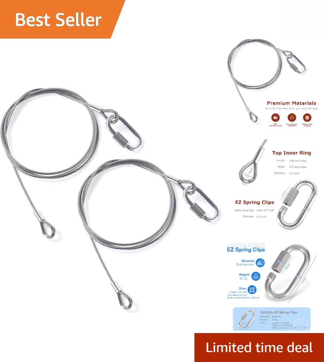 57″ Lift Cable for Gorilla Lift & EZ Spring Clips – Optimal Trailer Assist
