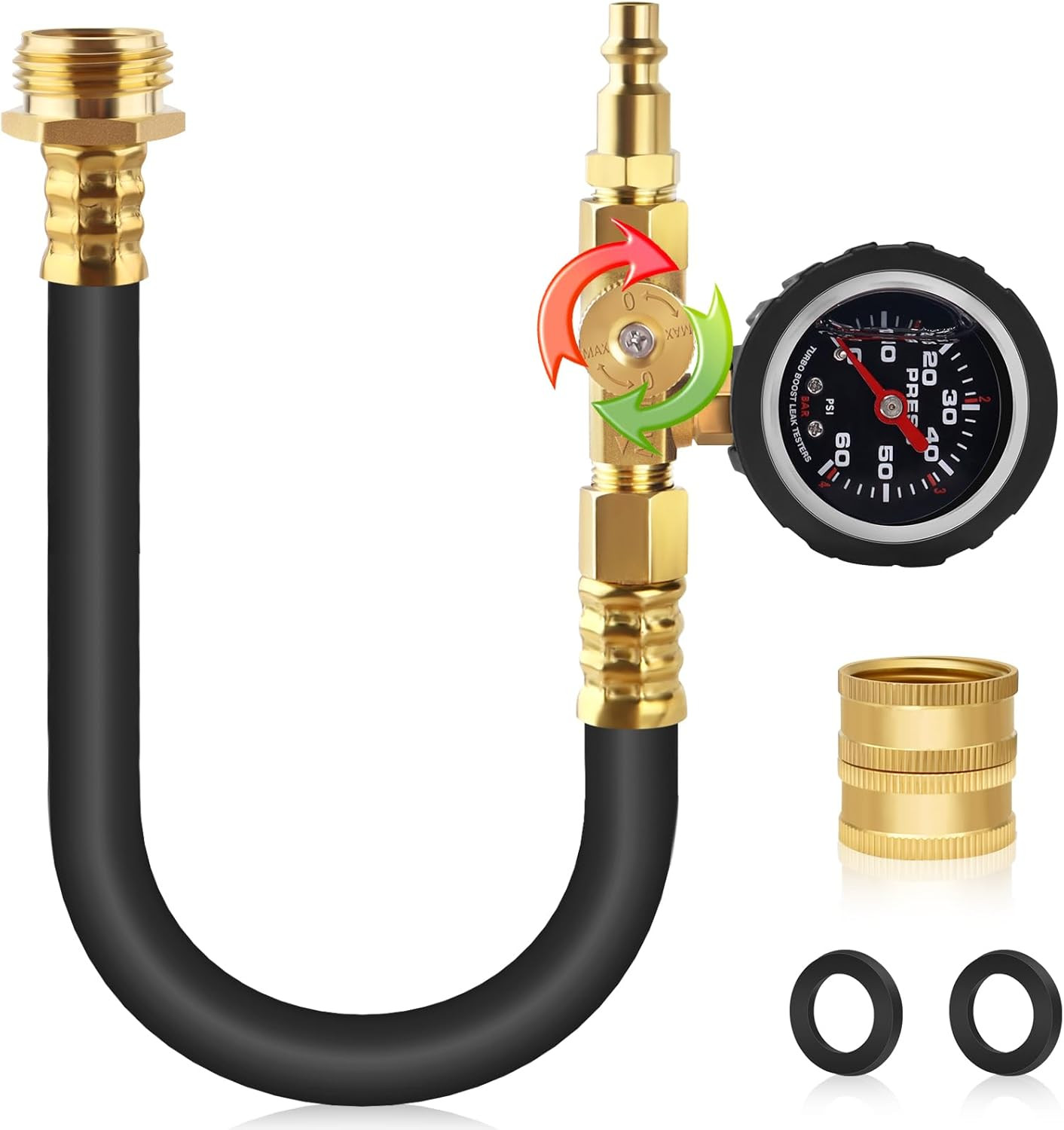 RV Winterizing Kit 17″ Hose +Pressure Gauge Valve Air Compressor Blowout Adapter