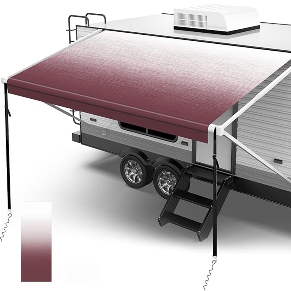 12 FT (fabric 11’1″)RV Awning Fabric Camper Vinyl Awning Replacement Shade