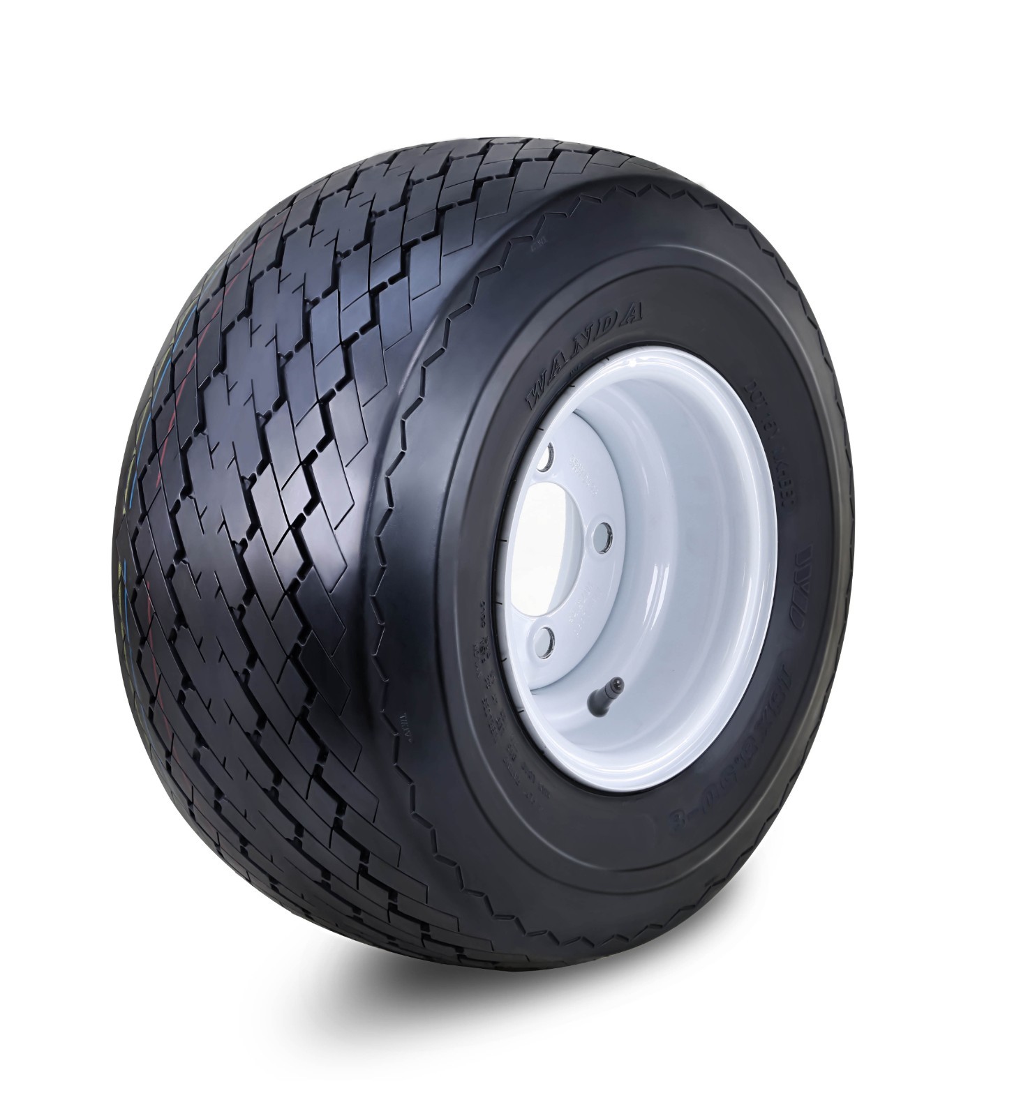 WANDA Golf Cart Tire & wheel 18X8.5-8 4-Ply with 4 Lugs on 4″ PCD White Rim