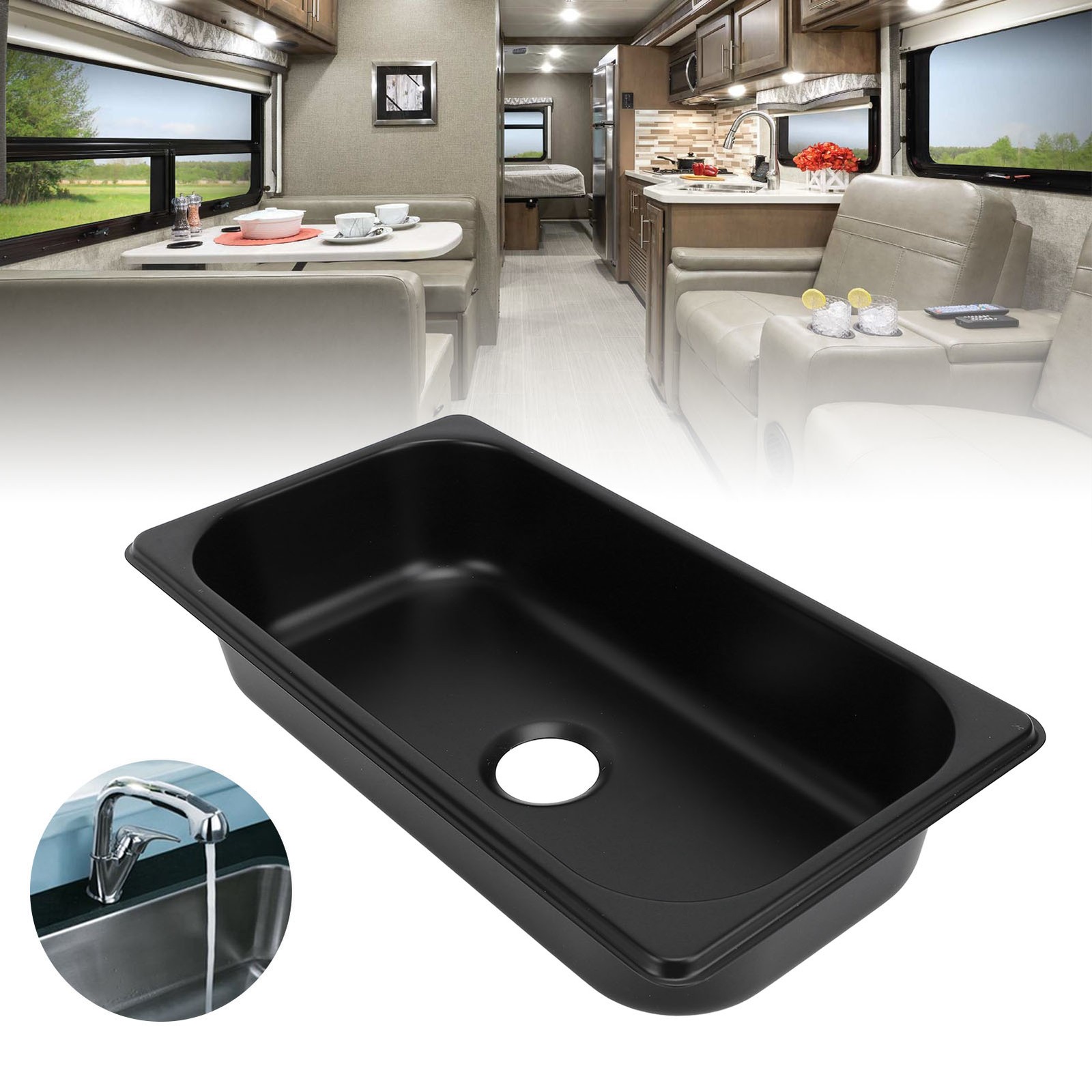 New RV Sink 304 Stainless Steel 12.8×6.93×2.56in Embedded Hand Washing Basin