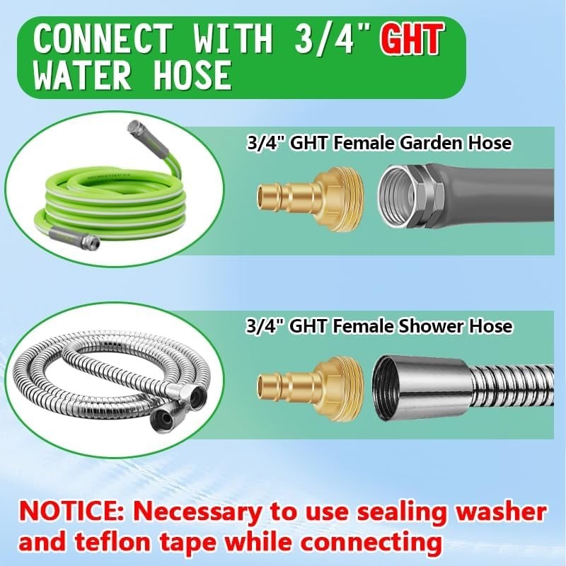 Lead-Free Brass RV Spray Port Quick Connect Adapter for Outdoor Showers