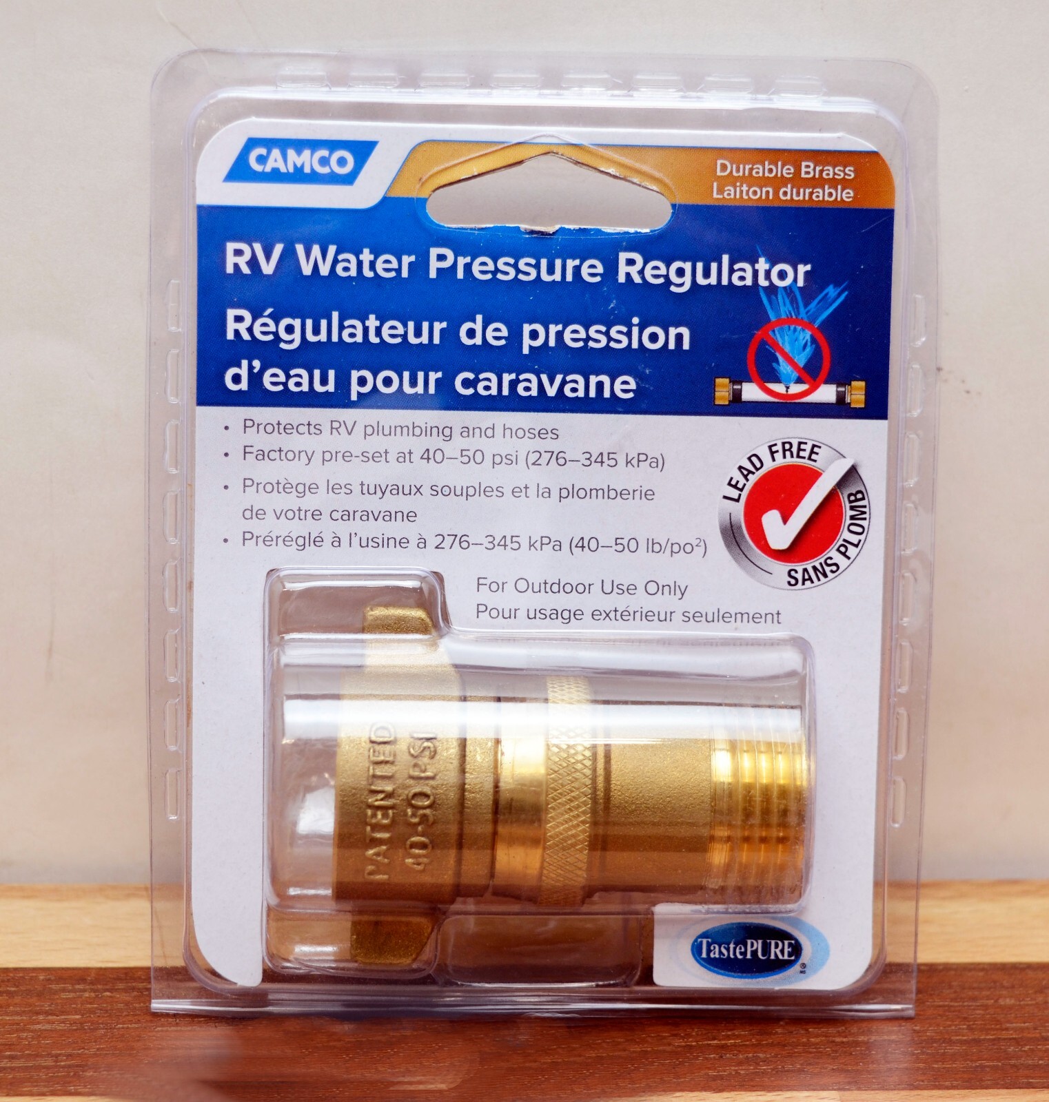 Camco 40055 RV Camper Motor Home Trailer Heavy Duty Solid Brass Water Regulator