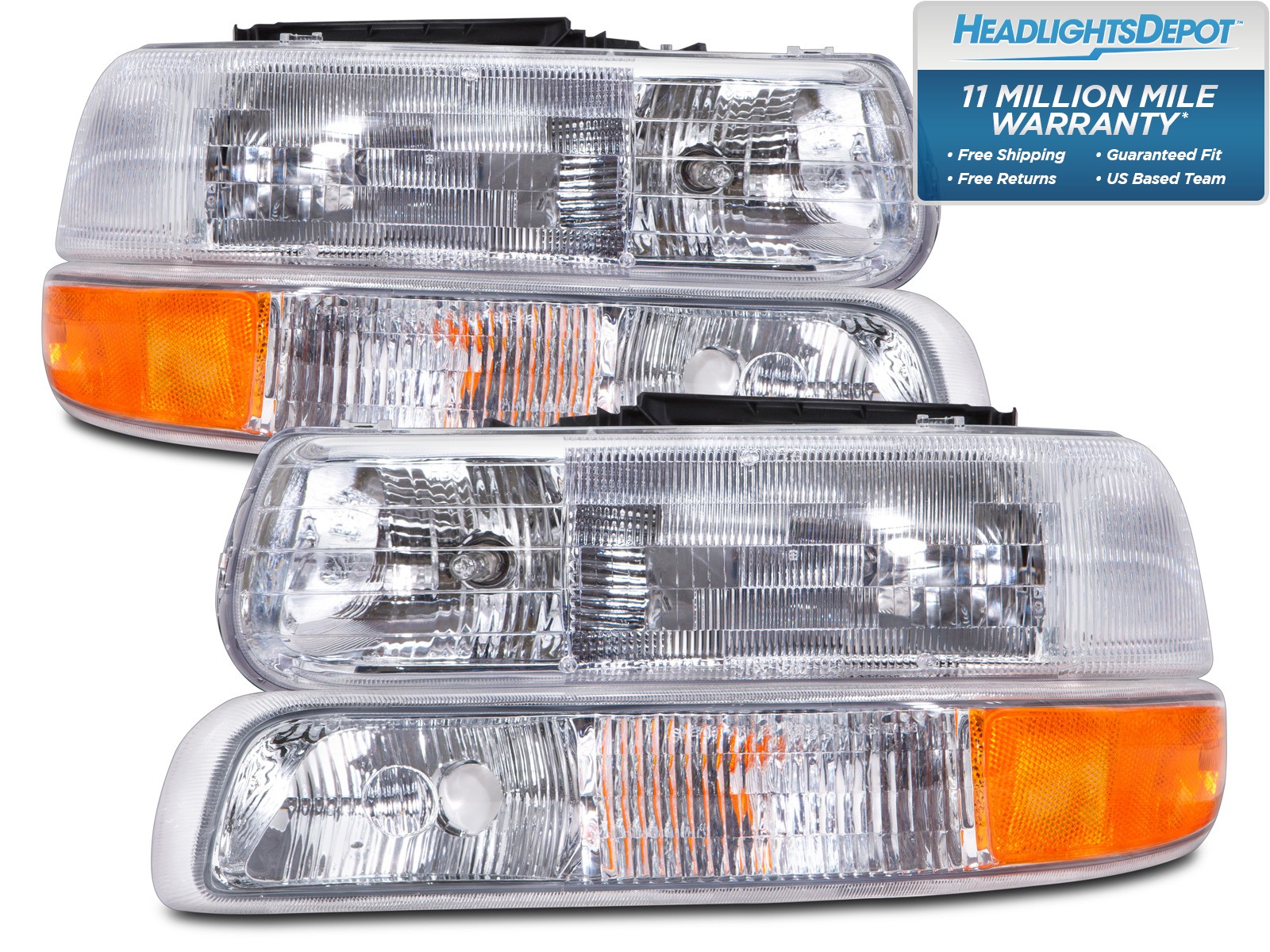 Fits National RV Tropical 2003-2007 RV Left and Right 4 Piece Headlight Set