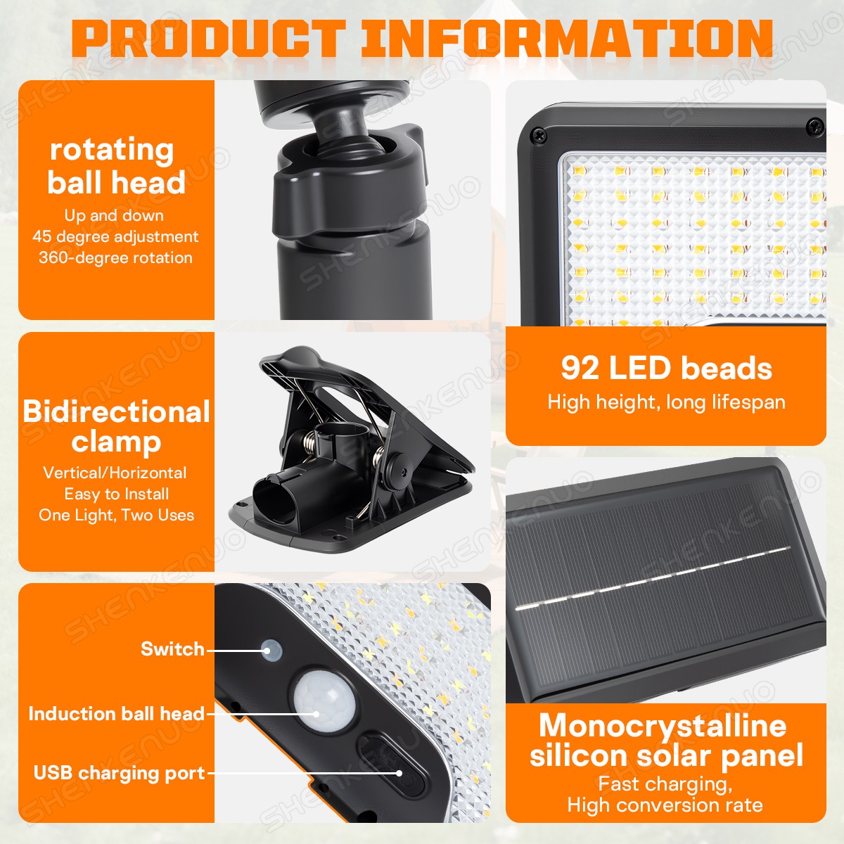 Solar RV Porch Light: 92-LED Exterior Utility Awning Light for Campers and Boat