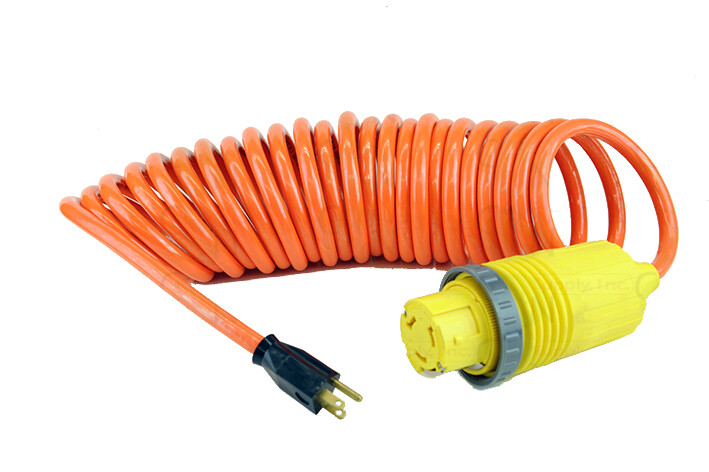 RV Power Cord Flexy Adapter 15amp Male 5-15P to Hubbell 50amp twist lock SS2-50R