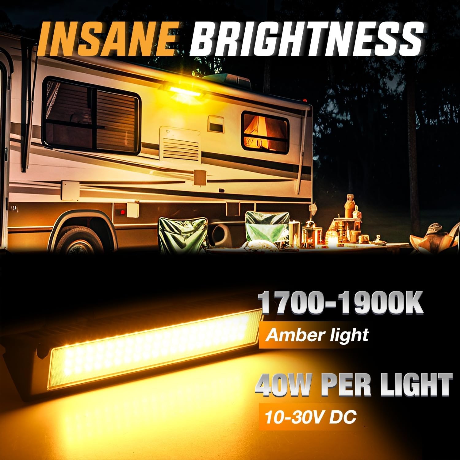 Nilight RV Exterior Lights 13 Inch Porch Light 1PC Amber Beam 12V 24V LED Scene