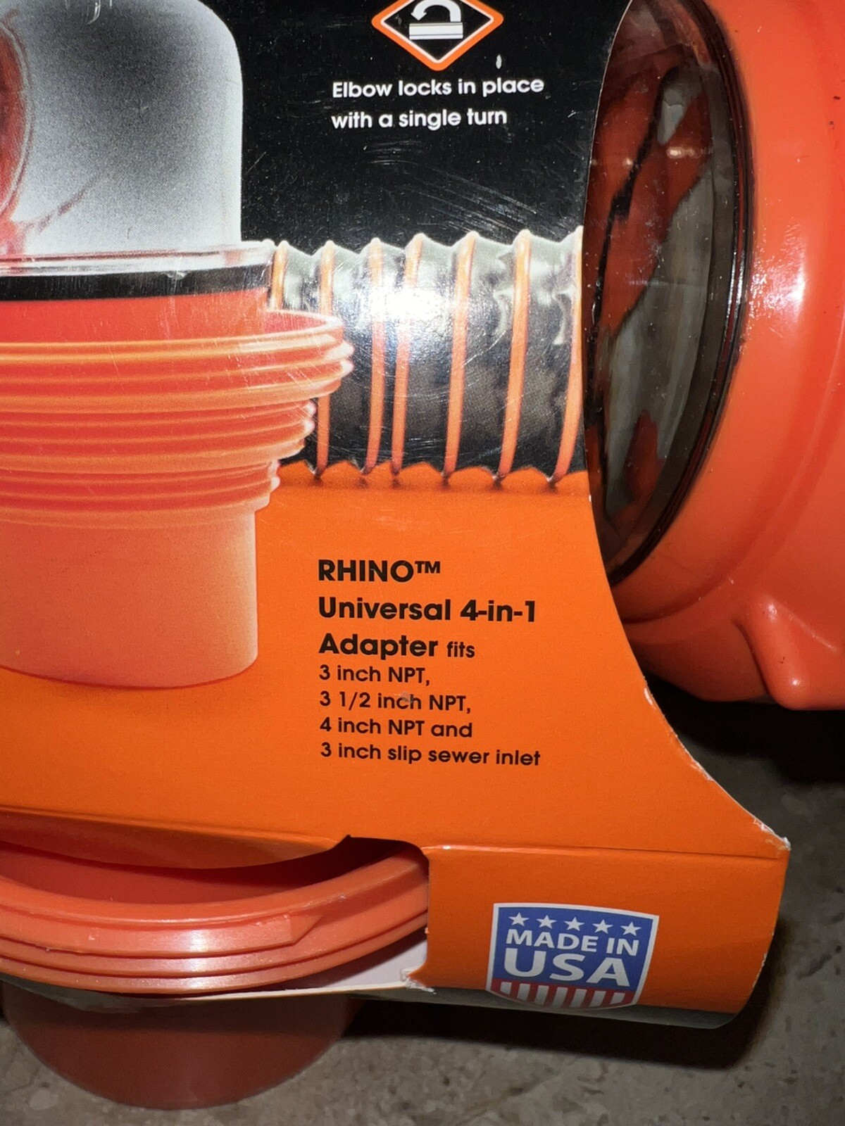 Camco 39736 RhinoFlex Clear RV Sewer Hose Elbow with 4 in 1 Adapter