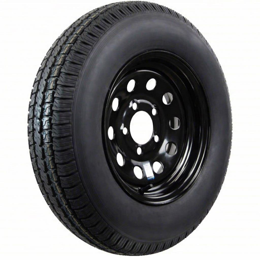 2-Pack Trailer Tire Rim ST175/80D13 13 Inch Load C 5 Lug On 4.5 Black Wheel