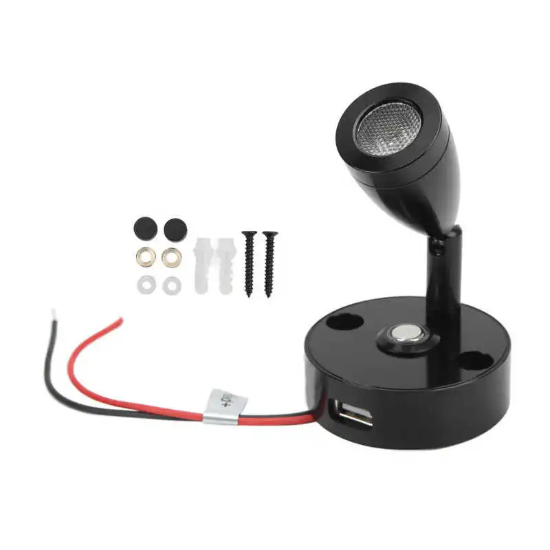 LED RV Reading Light Spotlight Touch Dimmer 3 Color 12-24V 3W For Camping