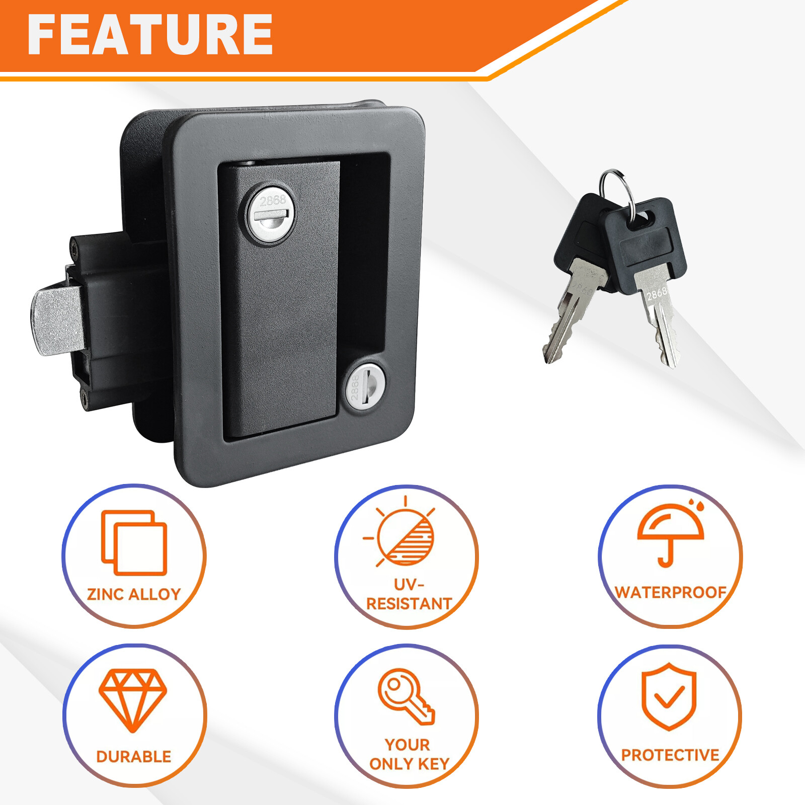 RV Paddle Entry Door Lock Latch Handle Deadbolt for Camper Travel Trailer Auto