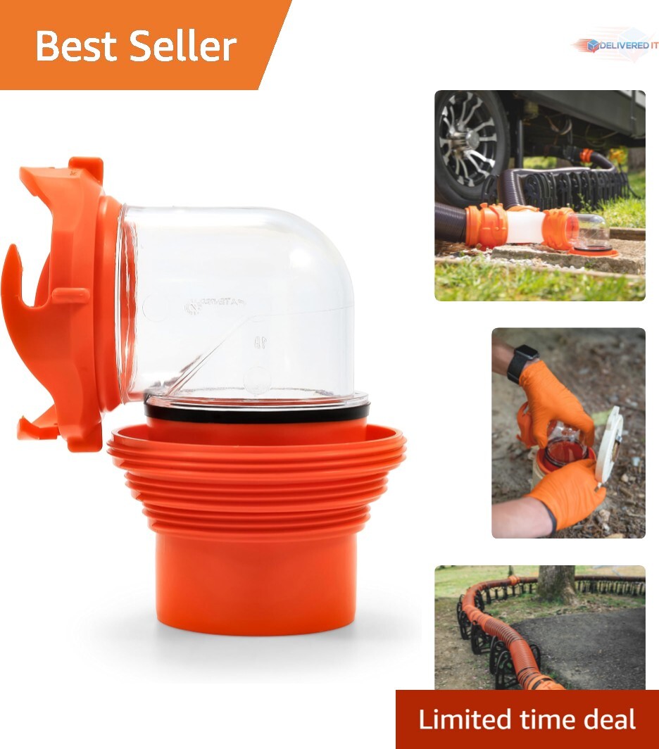 Clear RhinoFlex RV Sewer Hose Elbow – 360° Fitting Rotation & Versatile Adapter