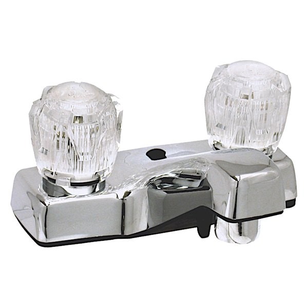 Phoenix Chrome Low-Arc Lavatory Faucet w Clear Knobs Handles & Diverted