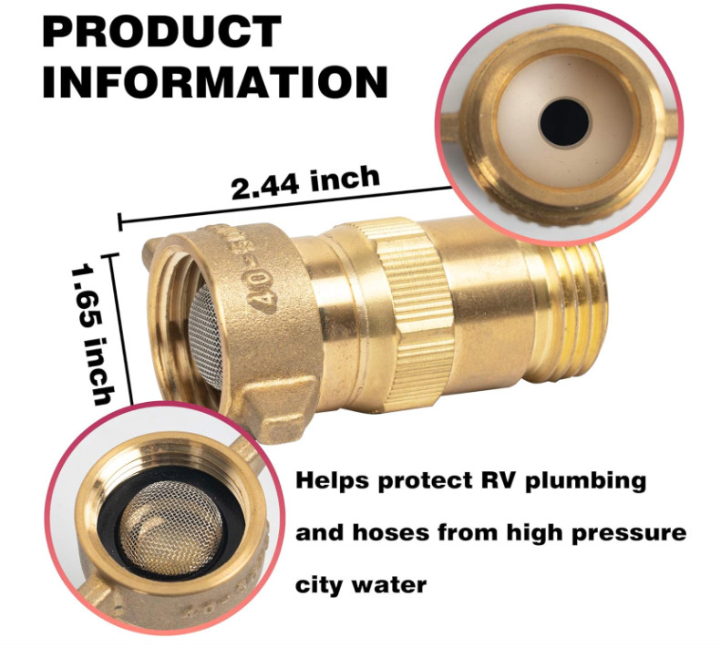 Regulador de Presión de Agua de Latón para RV 40-50 PSI con Filtro