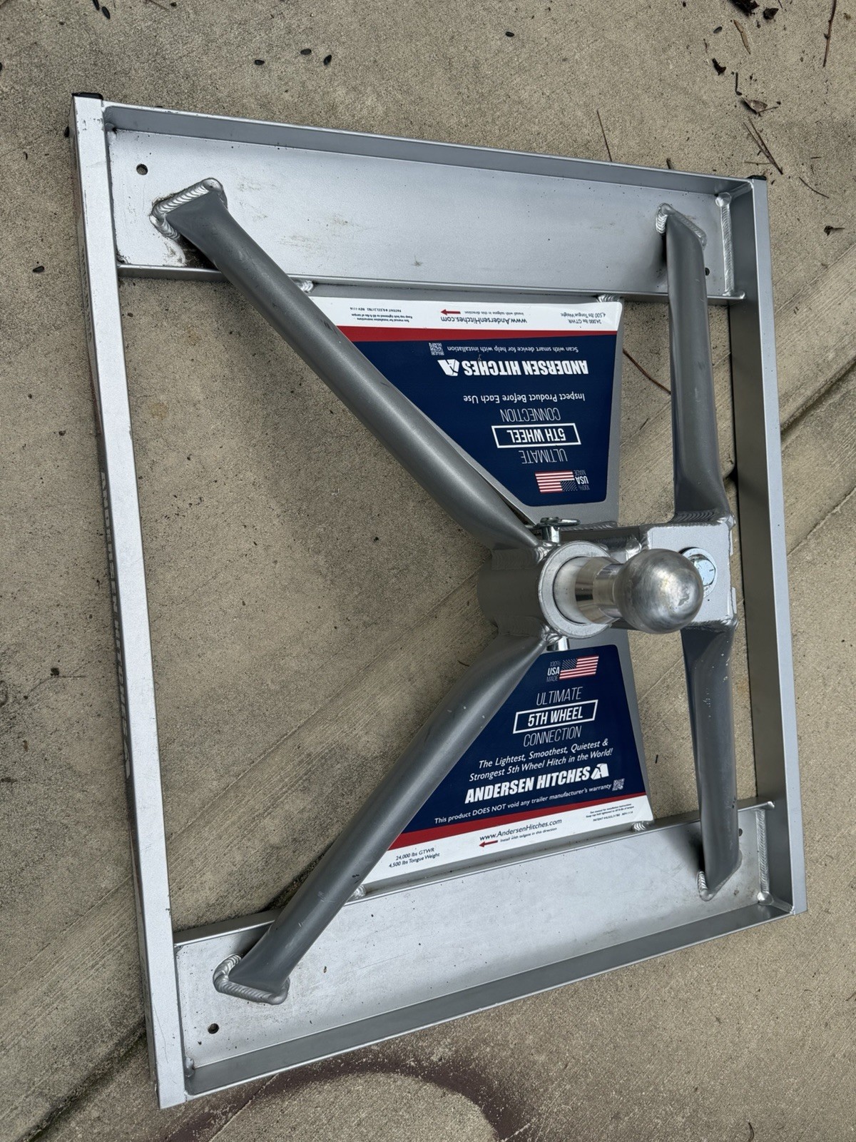 SALE-ANDERSON 5th wheel hitch with mfg LIFETIME warranty , lightweight 37lbs