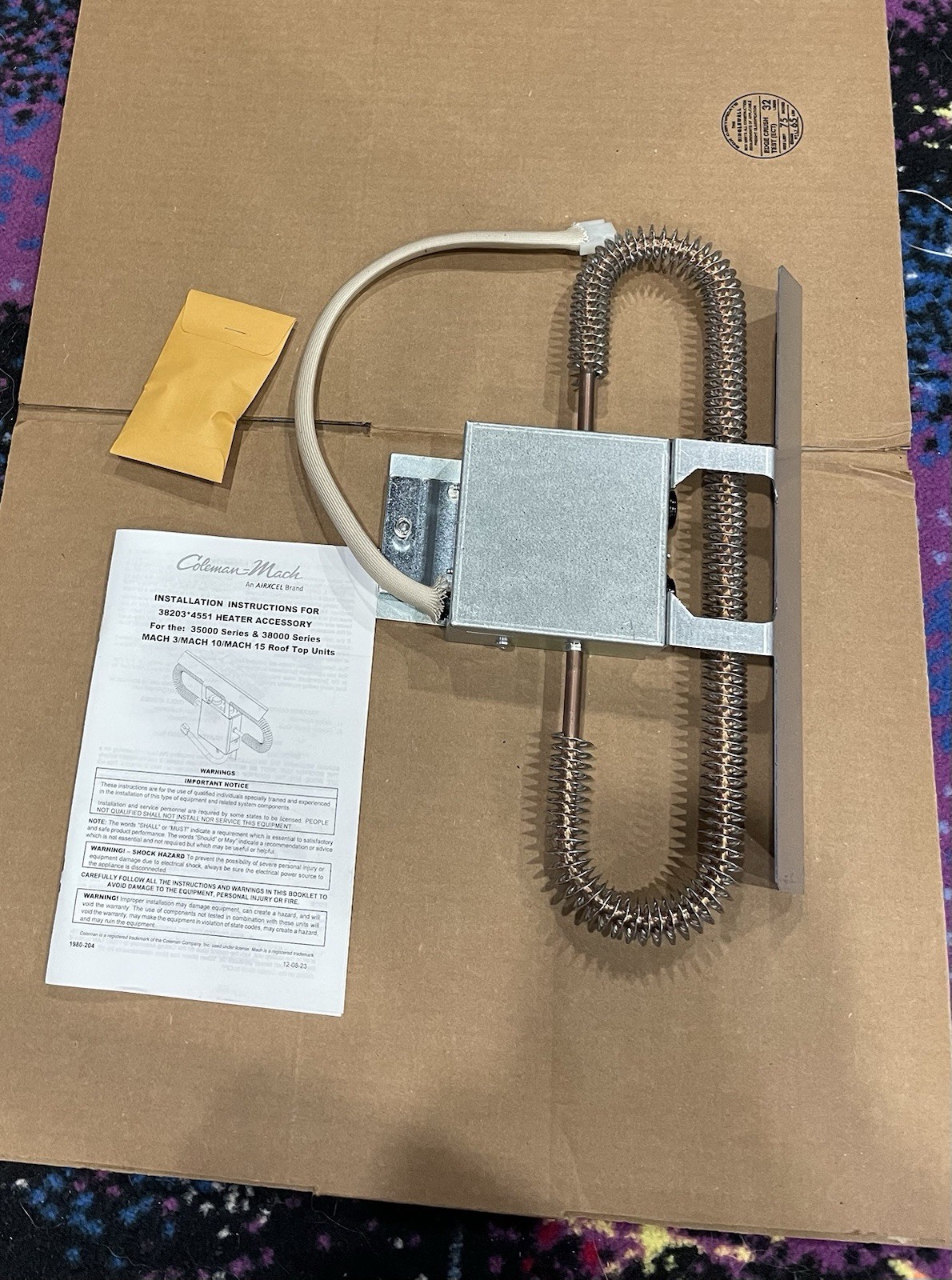 120V electric heat accessory 38203-4551 Coleman Mach