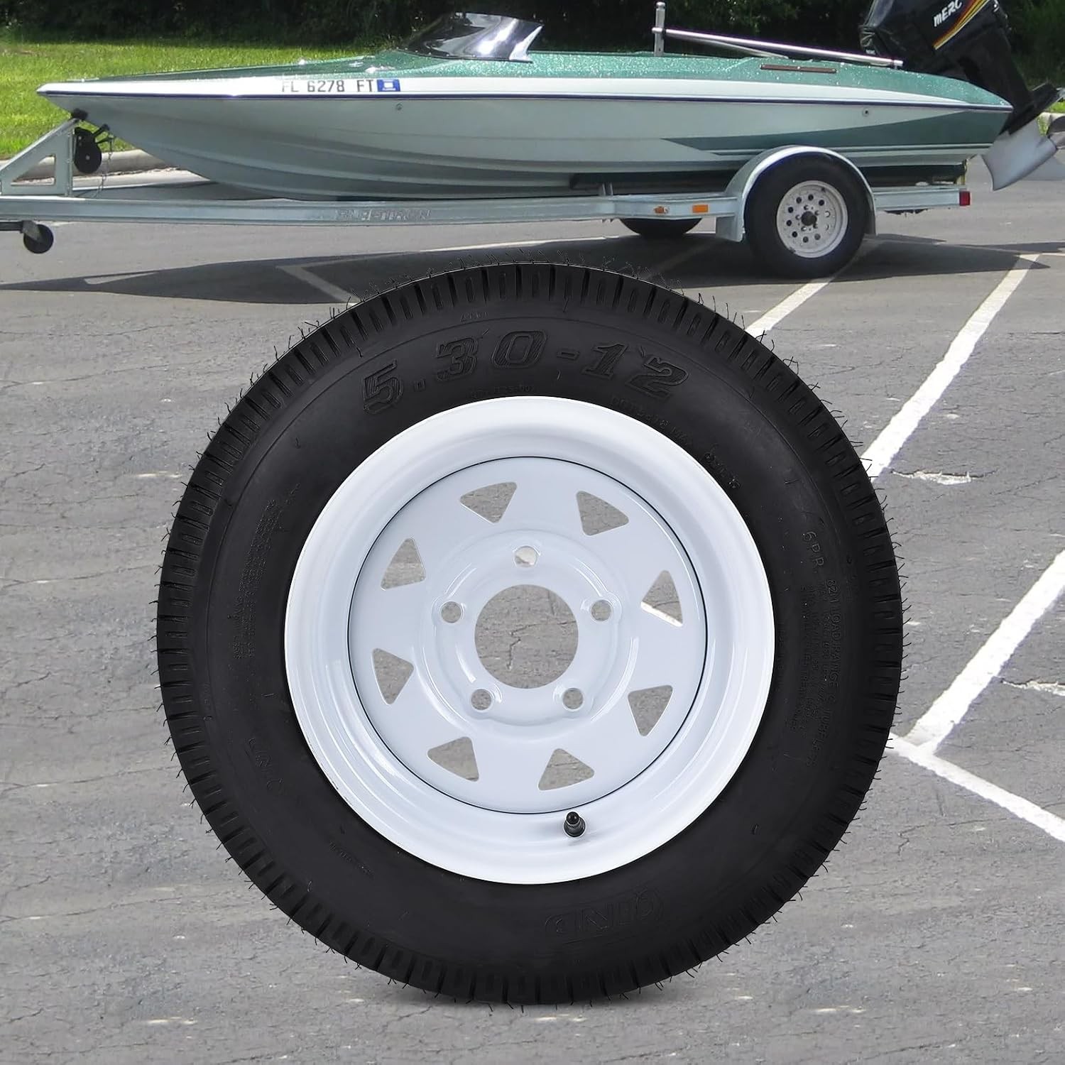 2PCS 5.30-12 Tire, 5.30×12 Lawn Mower & Tractor Turf Tire, 530 12 with Rim 5 Lug