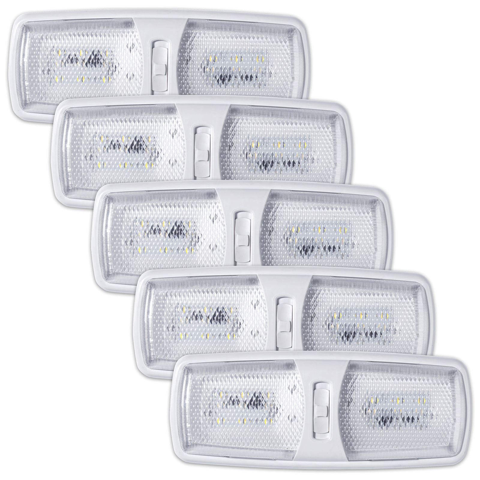 5x Leisure LED RV Interior Led Ceiling Light Boat Camper Trailer double Dome 12V