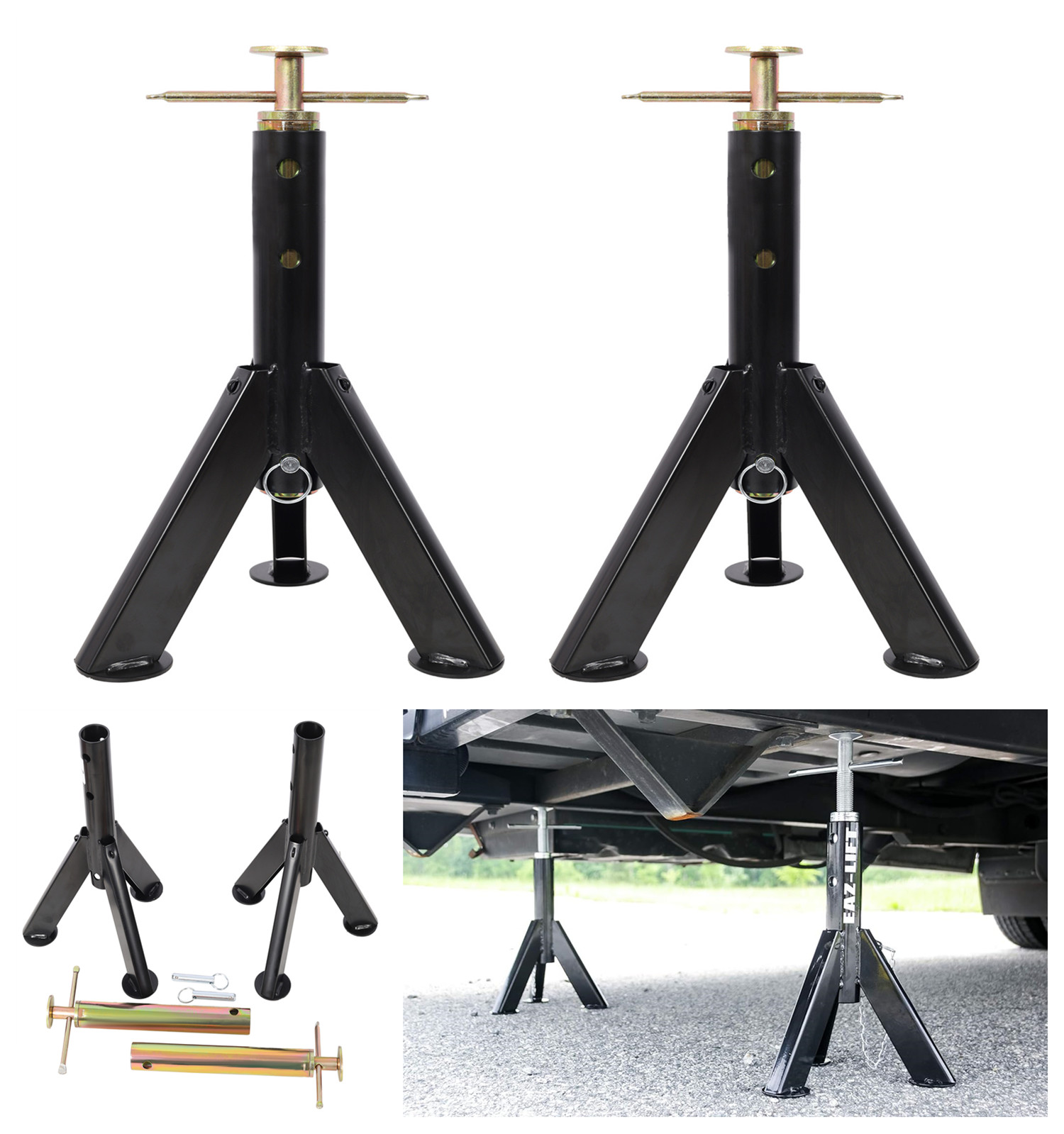RV Stabilizer Jacks Stand Telescoping 6000lbs Capacity 16-30 Inches Adjustabe