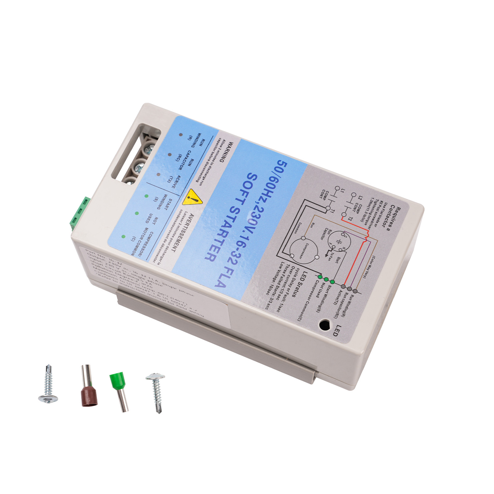 AC Soft Starter w/ Reverse Motor Protection 16-32A For 4-7 Ton AC Install Kit