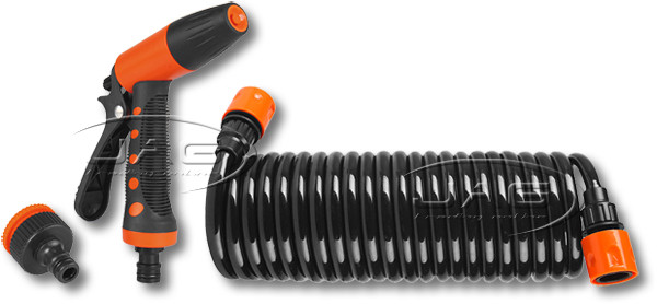 SEAFLO HOSECOIL DECK WASH COILED HOSE, SPRAY NOZZLE & ADAPTOR – Boat/Marine/Coil