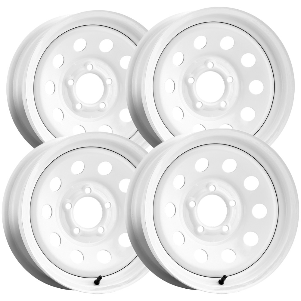 (Set of 4) Unbranded Trailer Mod 8×7 5×4.5″ +0mm White Wheels Rims 8″ Inch