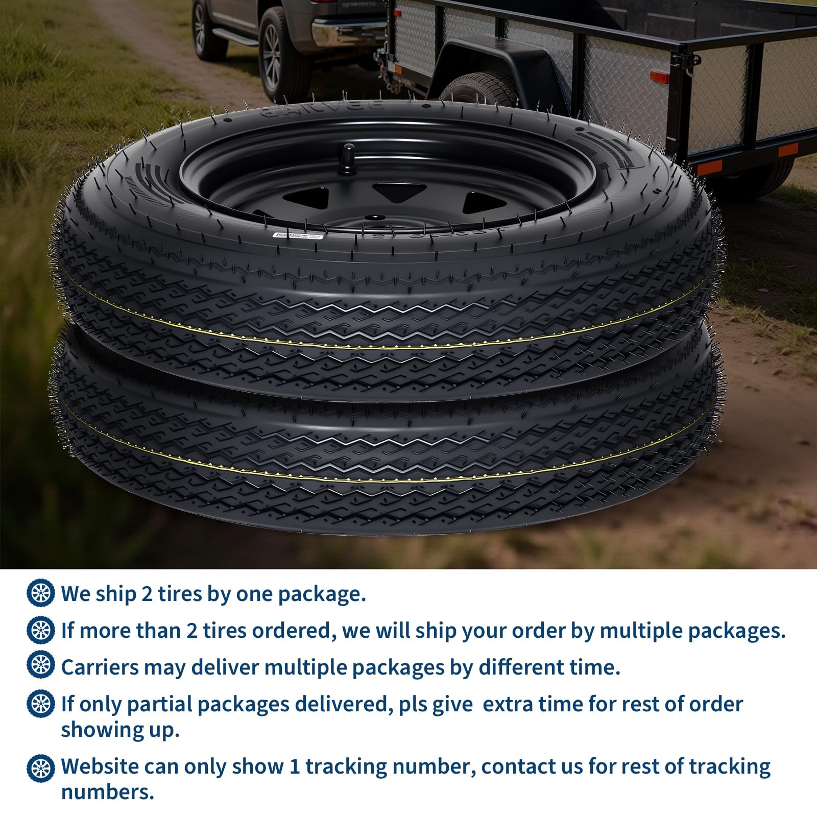 2pcs Trailer Tire On Rim 4.80-12 480-12 6ply 4 Lug on 4″ 12 in Wheels Black