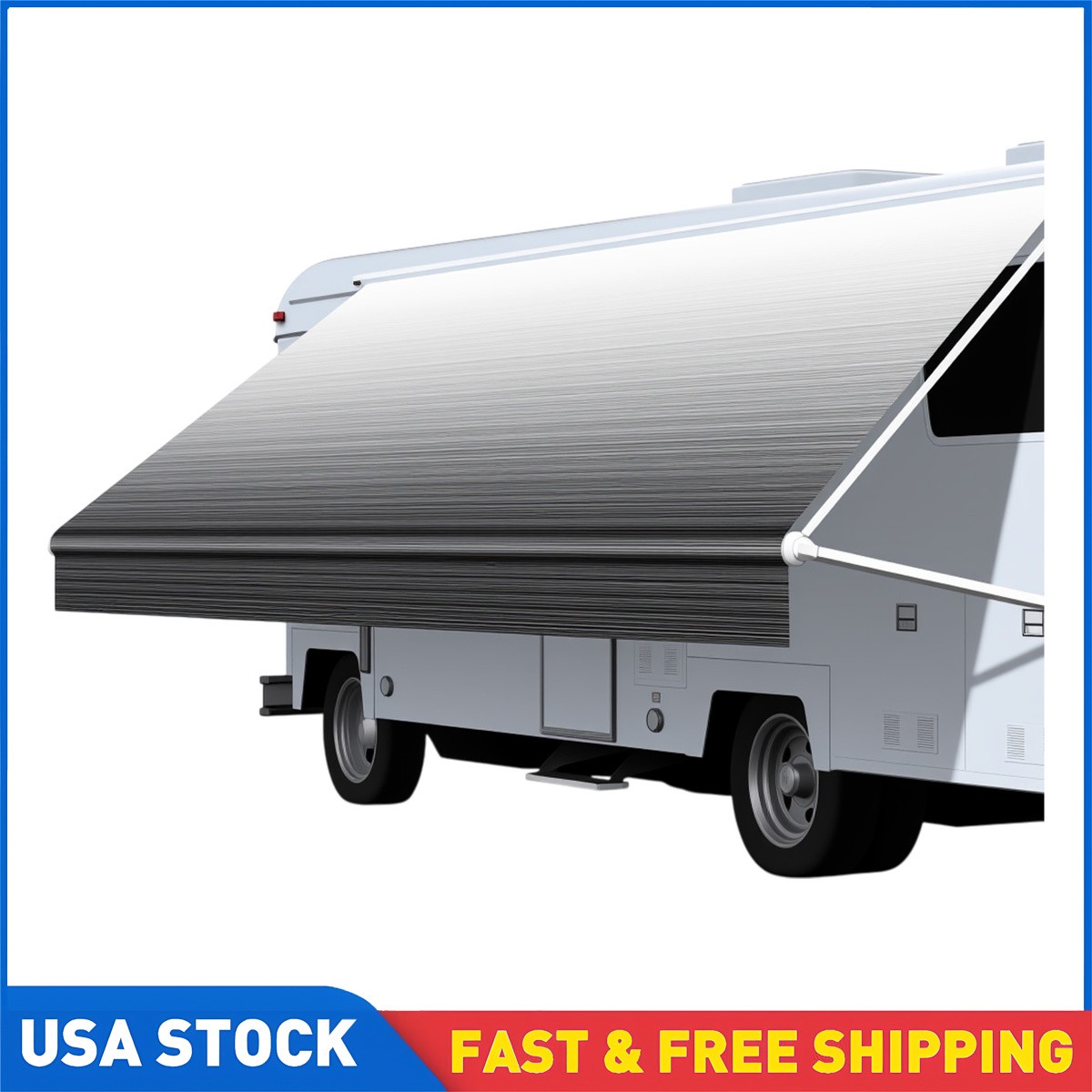 Waterproof RV Awning Fabric 18FT Strip Gray Fade UV Resistant For Camper 4-Ply